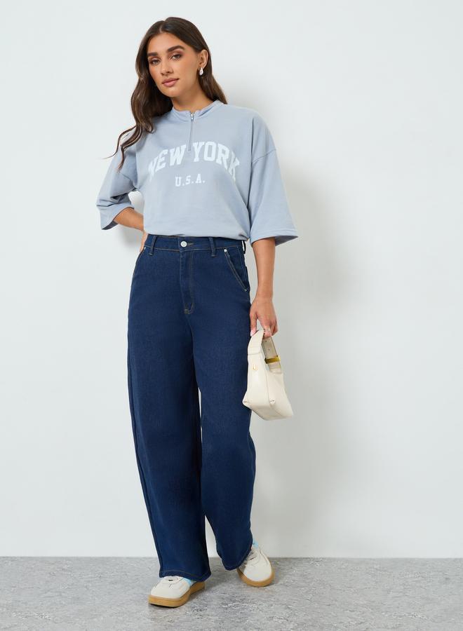 ستايلي جينز بقصة أرجل واسعة وخصر عالي - Image 4